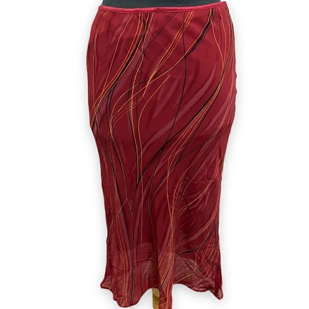 Forever 21 A line skirt sz L Rust red sheer Vintage new with tags Dark Academia